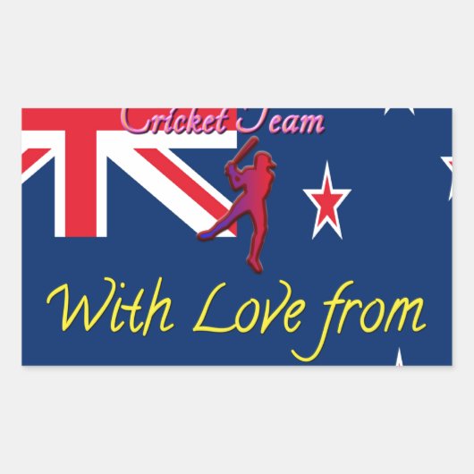 ニュージーランドのクリケットチーム:私のハートアートからの愛 長方形シール (正面)