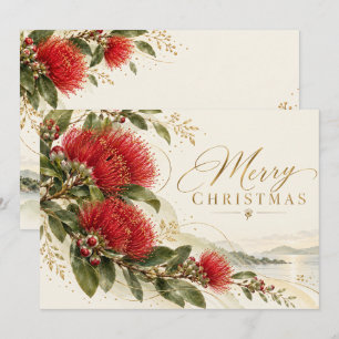 ニュージーランドのクリスマスパーフトゥカワの花 シーズンカード