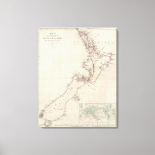 ニュージーランドのコロニーの地図 キャンバスプリント