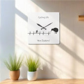 ニュージーランドのサイクリング ハートビート キウイ バイク ギフト スクエア壁時計