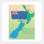 ニュージーランドのシールの地図 スクエアシール (正面)