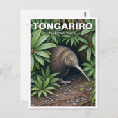 ニュージーランドのトンガリロ国立公園でキウイ ポストカード (正面/裏面)