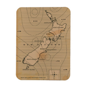 ニュージーランドのビンテージ天気図 マグネット
