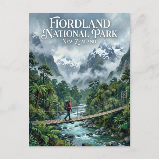 ニュージーランドのフィヨルドランド国立公園 ポストカード (正面)