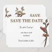 ニュージーランドのフラックスフラワー日付を保存 セーブザデート (正面/裏面)