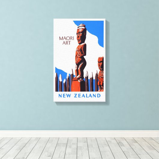 ニュージーランドのマオリ美術ヴィンテージのポスターを復元 キャンバスプリント (インサイチュ (ウッドフロア))