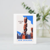 ニュージーランドのマオリ美術ヴィンテージのポスターを復元 ポストカード (スタンド正面)