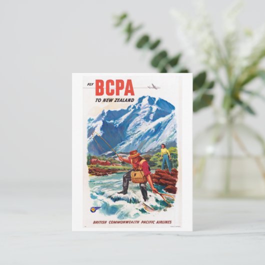 ニュージーランドのヴィンテージのポスターを復元 ポストカード (スタンド正面)