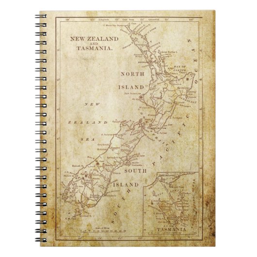 ニュージーランドのヴィンテージ地図c1879 ノートブック (正面)