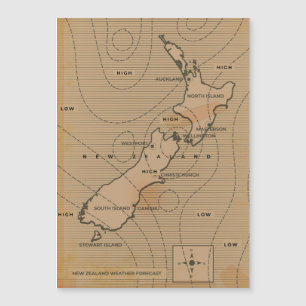 ニュージーランドのヴィンテージ天気図