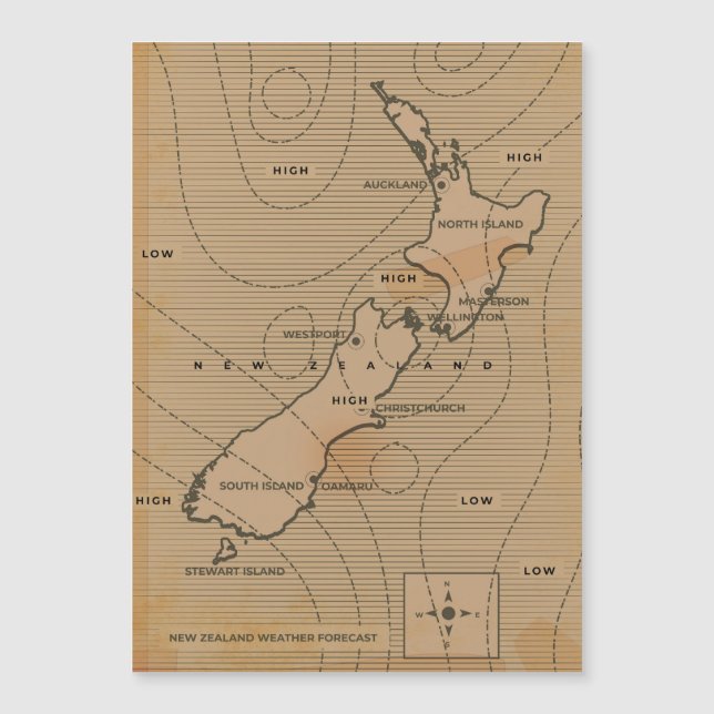 ニュージーランドのヴィンテージ天気図 (正面)