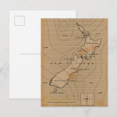 ニュージーランドのヴィンテージ天気図 インビテーションポストカード (正面/裏面)