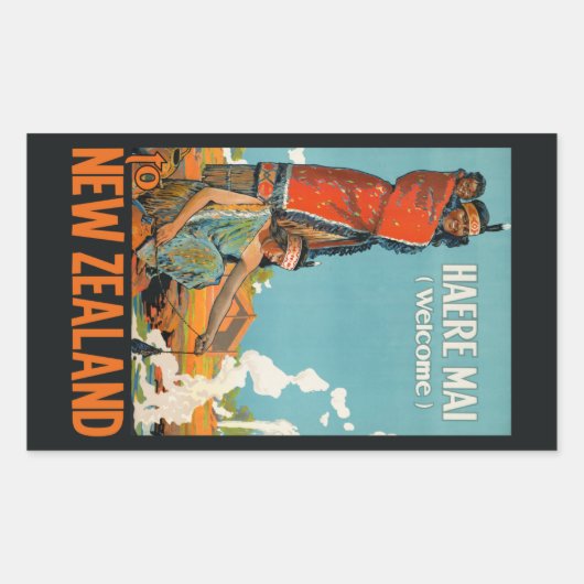 ニュージーランドのヴィンテージ旅行のシール 長方形シール (正面)