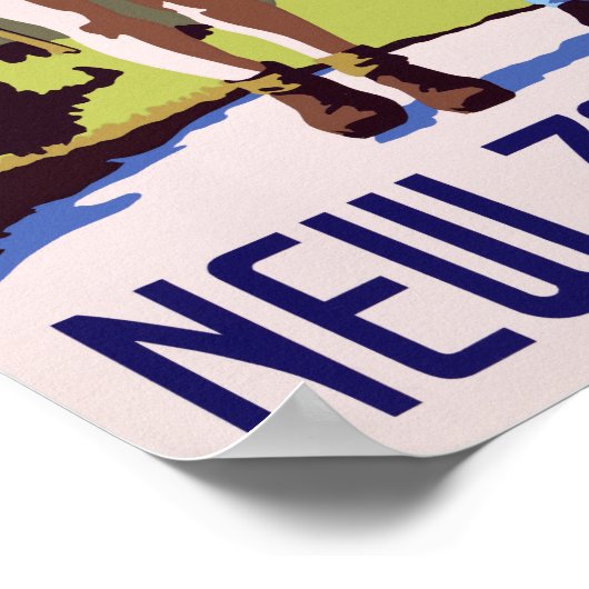 ニュージーランドのヴィンテージ旅行のポスターを復元 ポスター (角)