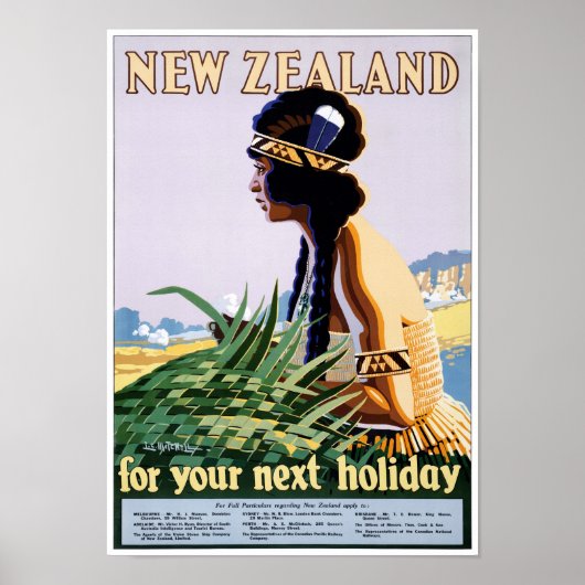 ニュージーランドのヴィンテージ旅行のポスターを復元 ポスター (正面)