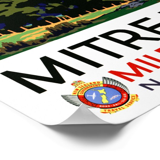 ニュージーランドのヴィンテージ旅行のポスターを復元 ポスター (角)