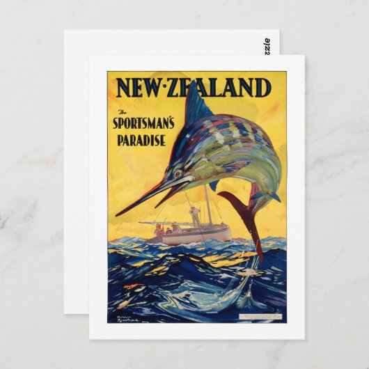 ニュージーランドのヴィンテージ旅行のポスターを復元 ポストカード (正面/裏面)