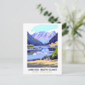 ニュージーランドのヴィンテージ旅行のポスターを復元 ポストカード (スタンド正面)