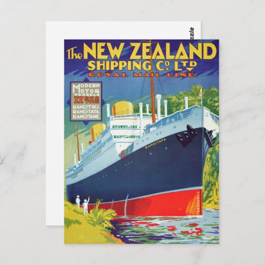 ニュージーランドのヴィンテージ旅行のポスターを復元 ポストカード (正面/裏面)