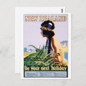 ニュージーランドのヴィンテージ旅行のポスターを復元 ポストカード (正面/裏面)