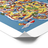 ニュージーランドのヴィンテージ旅行地図 ポスター (角)