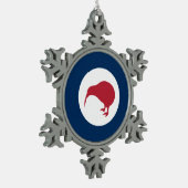 ニュージーランドの丸の国の国旗の記号キウイ軍 スノーフレークピューターオーナメント (左)