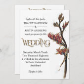 ニュージーランドの亜麻の花のウェディング招待状 招待状 (正面/裏面)