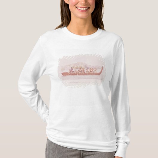 ニュージーランドの先住民が操縦する丸木舟 Tシャツ (正面)