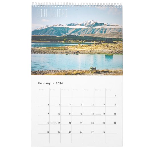 ニュージーランドの写真の美しい景色 カレンダー (2月 2026)