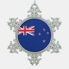 ニュージーランドの国旗 スノーフレークピューターオーナメント