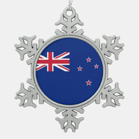ニュージーランドの国旗 スノーフレークピューターオーナメント (正面)