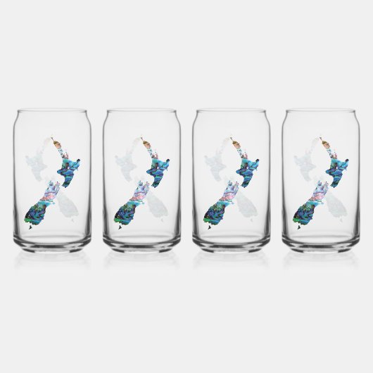 ニュージーランドの地図ポーア ガラス缶 (正面)