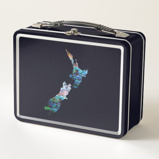 ニュージーランドの地図ポーア メタルランチボックス (正面)
