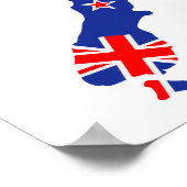 ニュージーランドの地図国旗 ポスター (角)