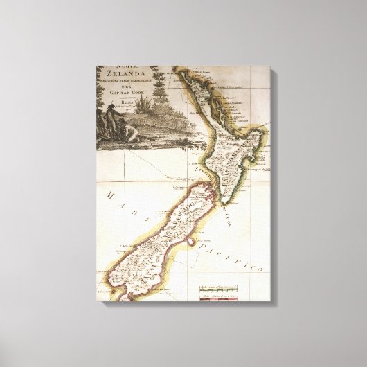 ニュージーランドの地図 キャンバスプリント (正面)