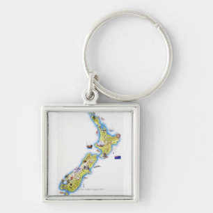 ニュージーランドの地図 キーホルダー