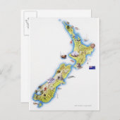 ニュージーランドの地図 ポストカード (正面/裏面)