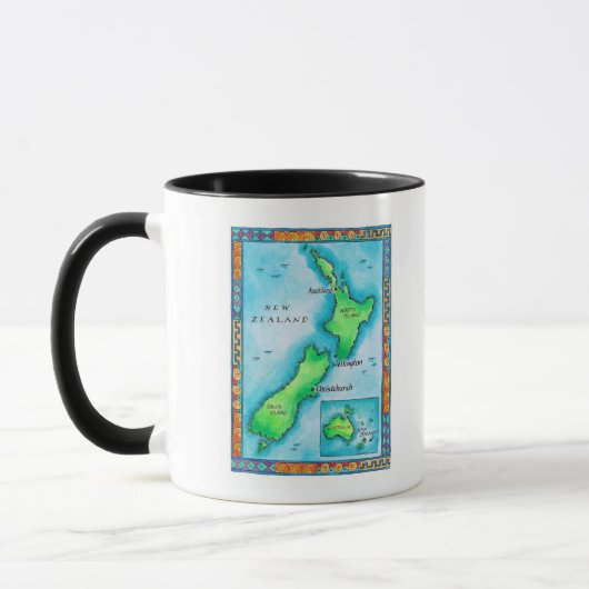 ニュージーランドの地図 マグカップ (左)