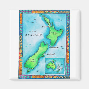 ニュージーランドの地図 マグネット