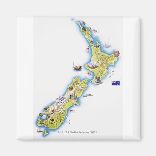 ニュージーランドの地図 マグネット