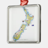 ニュージーランドの地図 メタルオーナメント (左)