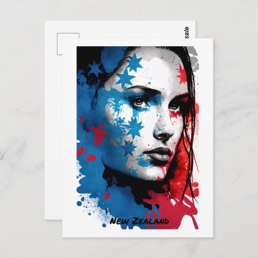 ニュージーランドの女性:抽象芸術絵画ズ ポストカード (正面/裏面)