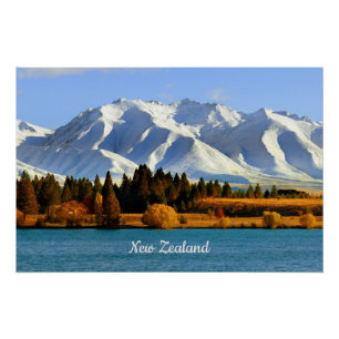 ニュージーランドの山の風景 ポスター