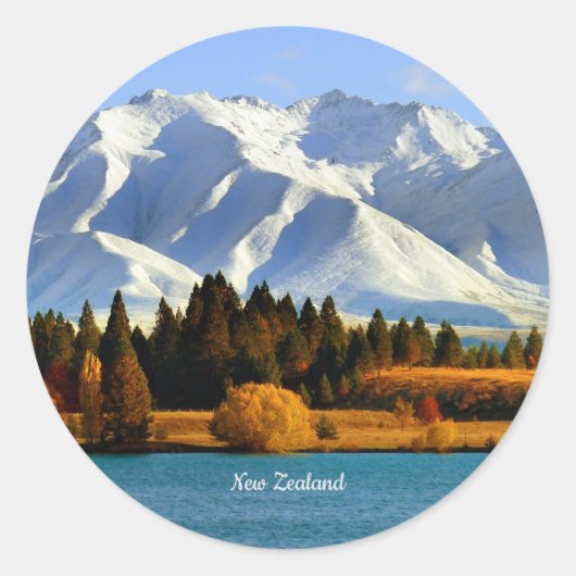 ニュージーランドの山の風景 ラウンドシール (正面)