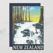 ニュージーランドの川の旅行ポスターTシャツ 招待状 (正面/裏面)
