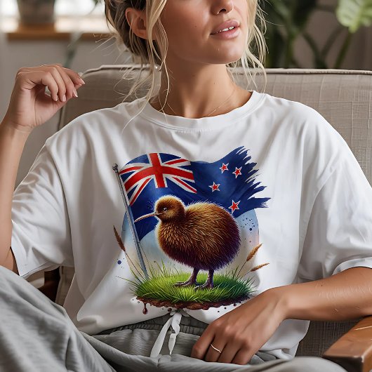 ニュージーランドの旗とキウイ Tシャツ