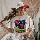 ニュージーランドの旗とキウイ Tシャツ