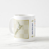 ニュージーランドの旗 + 地図のマグ コーヒーマグカップ (正面左)
