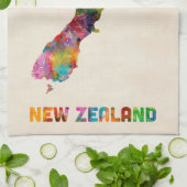 ニュージーランドの水彩画の地図 キッチンタオル (折り畳み)