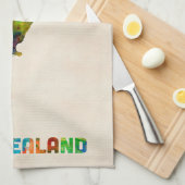 ニュージーランドの水彩画の地図 キッチンタオル (四つ折り)